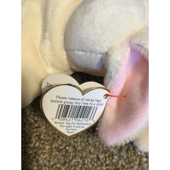 VINTAGE * TY BeanieBaby Plush - 1998 NIBBLER Bunny Rabbit - Picture 7 of 10